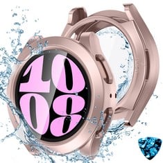 24 X KAMITA WATERPROOF CASE COMPATIBLE WITH SAMSUNG GALAXY WATCH 6 44MM WITH TEMPERED GLASS FILM, 2 IN 1 HARD PC BUMPER CASES 360° FULL COVERAGE PROTECTIVE COVER FOR GALAXY WATCH6(ROSE GOLD) - TOTAL
