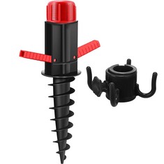 10 X MIKYTOPER BEACH PARASOL BASE, SAND ANCHOR FOR PARASOLS, BEACH PARASOL STAND SCREW ANCHOR WITH HANDLE FOR BEACH/SAND/GRASS/LAND, FOR 22-32 MM POLES, RED AND BLACK - TOTAL RRP £100: LOCATION - C R