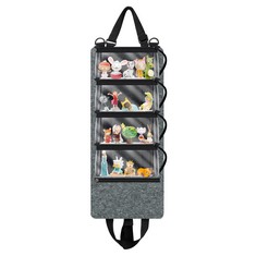 9 X ANNMORE CARRYING CASE FOR TONIES CHARACTERS, WITH 4 REMOVABLE POUCHES, STORAGE BAG FOR CREATIVE TONY'S FIGURES, HANG ON WALL, DOORS, CAR SEAT BACK OR PORTABLE, GREY - TOTAL RRP £120: LOCATION - C