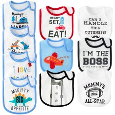 18 X TIREUR 10 PCS BABY BIBS FOR GIRLS AND BOYS POLYESTER BABY FEEDING BIBS ADJUSTABLE MAGIC STICKER BABY TEETHING BIBS WATERPROOF DRIBBLE BIBS FOR EATING BABY SHOWER PARTY (BLUE) - TOTAL RRP £215: L