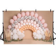 21 X AIBI IN 7X5FT BOHEMIAN BACKDROP FOR PARTY PINK AND ORANGE BALLOON ARCH DECORATION PHOTO BACKDROP FOR BIRTHDAY, WEDDING AND SPECIAL EVENTS PARTY DECORATION - TOTAL RRP £262: LOCATION - D RACK