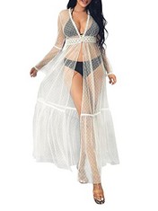 17 X HANDSESS WOMEN SWIMSUIT COVER UPS LONG BEACH KIMONO LACE CARDIGAN OPEN FRONT BIKINI SWIMSUIT COVER UPS FOR WOMEN AND GIRLS (M) - TOTAL RRP £204: LOCATION - D RACK