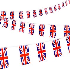 QUANTITY OF ITEMS TO INCLUDE UNION JACK FLAG BUNTING 38PCS RRP £176: LOCATION - D RACK