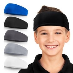24 X SPORTS HEADBANDS FOR KIDS, 5 PACK MOISTURE WICKING SWEATBANDS FOR FOOTBALL SOCCER BASEBALL RUNNING FOR BOYS AND GIRLS 5-15 YEARS OLD - TOTAL RRP £200: LOCATION - D RACK