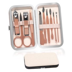 34 X MANICURE SET FOR WOMEN MEN, 10 PCS NAIL CLIPPER KIT PROFESSIONAL STAINLESS STEEL PEDICURE SET NAIL CARE TOOLS NAIL SCISSORS CUTICLE REMOVER GROOMING KIT WITH LEATHER CASE FOR GIFT TRAVEL HOME -