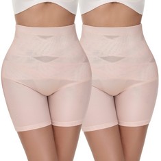 20 X SIMIYA HIGH WAISTED SHAPEWEAR FOR WOMEN TUMMY CONTROL KNICKERS BODY SHAPER SLIMMING SHAPEWEAR THIGH SLIMMER, 2 PACK BEIGE L - TOTAL RRP £300: LOCATION - D RACK