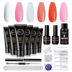 29 X MOWBRAY POLY NAIL GEL KIT, PINK CLEAR POLY NAIL GEL SET, 6 COLORS POLY BUILDER EXTENSION NAIL GEL KIT FOR BEGINNERS WITH SLIP SOLUTION, BASE TOP COAT NAIL GEL ART STARTER KIT - TOTAL RRP £386: L