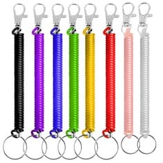 44 X WHALINE 8 PCS STRETCHY SPIRAL KEYRING COLOURFUL RETRACTABLE KEYCHAIN SPRING KEY HOLDER FOR SCHOOL, WORK, WALLET, 8 COLORS - TOTAL RRP £220: LOCATION - D RACK