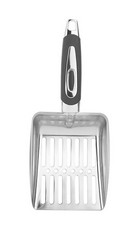 25 X FEELOONS CAT LITTER SCOOPS, PREMIUM MULTICAT STAINLESS STEEL SIFTER WITH NON-SLIP HANDLE DESIGN. - TOTAL RRP £167: LOCATION - D RACK