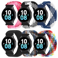 99 X HUYI 6 PACK BRAIDED BANDS COMPATIBLE WITH SAMSUNG GALAXY 5 PRO 4 CLASSIC ACTIVE 2 46MM 45MM 44MM 42MM 40MM WATCH, QUICK RELEASE REPLACEMENT STRAP FOR SAMSUNG WATCH 3 41MM FOR MEN WOMEN(A-M SIZE)