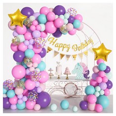24 X UNICORN BIRTHDAY BALLOONS ARCH GARLAND SET PINK PURPLE BALLOONS 103 PCS GIRLS LADY HAPPY BIRTHDAY BANNER DECORATIONS KIT PARTY SUPPLIES FOIL GOLD STAR CONFETTI LATEX BALLOONS BABY SHOWER WITH TO