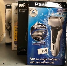 QUANTITY OF ITEMS TO INCLUDE PANASONIC ES-RF31 PREMIUM WET AND DRY 4-BLADE ELECTRIC SHAVER FOR MEN WITH FLEXIBLE PIVOTING HEAD, SILVER, UK 2 PIN PLUG: LOCATION - B