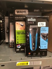 QUANTITY OF ITEMS TO INCLUDE WAHL COLOUR PRO CORDLESS CLIPPER, LITHIUM HEAD SHAVER, CORDLESS HAIR CLIPPER, MEN'S HAIR CLIPPERS WITH COLOUR CODED LENGTH GUIDES, FAMILY HAIRCUTS, PROFESSIONAL QUALITY,