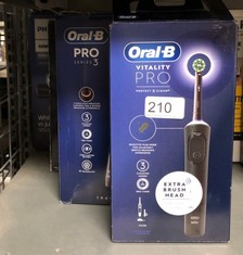 QUANTITY OF ITEMS TO INCLUDE ORAL-B VITALITY PRO ELECTRIC TOOTHBRUSH FOR ADULTS, 1 HANDLE, 2 TOOTHBRUSH HEADS, 3 BRUSHING MODES INCLUDING SENSITIVE PLUS, 2 PIN UK PLUG, BLACK: LOCATION - E