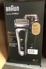 QUANTITY OF ITEMS TO INCLUDE BRAUN SERIES 9 PRO ELECTRIC SHAVER WITH 4+1 HEAD, ELECTRIC RAZOR FOR MEN WITH PROLIFT TRIMMER, CHARGING STAND & TRAVEL CASE, SONIC TECHNOLOGY, UK 2 PIN PLUG, 9417S, SILVE