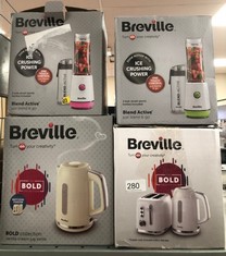 QUANTITY OF ITEMS TO INCLUDE BREVILLE BLEND ACTIVE PERSONAL BLENDER & SMOOTHIE MAKER | 350W | 2 PORTABLE BLEND ACTIVE BOTTLES (600ML) | LEAK PROOF LIDS | WHITE & GREEN [VBL246]: LOCATION - F