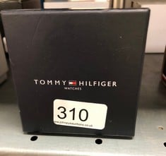 TOMMY HILFIGER WATCH WITH SKELETON AND CHRONOLOGICAL FACE BLACK LEATHER STRAP: LOCATION - F