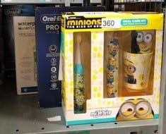 QUANTITY OF ITEMS TO INCLUDE MINIONS LED GIFT PACK- ORAL CARE KIT WITH TOOTHPASTE, BATTERY POWERED TOOTHBRUSH WITH SOFT BRISTLES, BEAKER & TOOTHBRUSH HOLDER WITH LIGHTING TIMER (2 MINUTES) FOR 4+ YEA