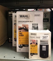 QUANTITY OF ITEMS TO INCLUDE WAHL GROOMSMAN 8 IN 1 MULTIGROOMER, MULTIGROOMER FOR MEN, FACE AND BODY TRIMMING, BEARD TRIMMERS MEN, MEN’S STUBBLE TRIMMER, GROOMING SET, NOSE TRIMMER, BODY TRIMMING, 3
