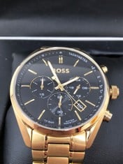 BOSS ROSE WATCH WITH BLACK FACE TACHYMETER AND DATE : LOCATION - A