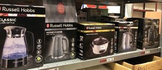 QUANTITY OF ITEMS TO INCLUDE RUSSELL HOBBS HONEYCOMB ELECTRIC 1.7L CORDLESS KETTLE (FAST BOIL 3KW, GREY PREMIUM PLASTIC, MATT & HIGH GLOSS FINISH, REMOVABLE WASHABLE ANTI-SCALE FILTER, PUSH BUTTON LI