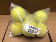 QUANTITY OF ITEMS TO INCLUDE PACK OF 6 TENNIS BALLS, SPORT PLAY DOG TOY BALL, GREAT FOR LESSONS, PRACTICE, THROWING MACHINES & PLAYING WITH PETS: LOCATION - I