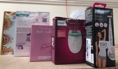 QUANTITY OF ITEMS TO INCLUDE PHILIPS SATINELLE ESSENTIAL EPILATOR, CORDED, COMPACT HAIR REMOVAL, BRE224/00 WHITE & GREEN: LOCATION - K