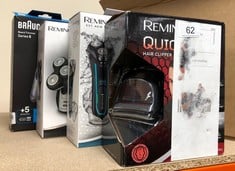 QUANTITY OF ITEMS TO INCLUDE REMINGTON QUICK CUT HAIR CLIPPERS (CORDLESS, 40-MINUTE USAGE, QUICK CHARGE, CURVE CUT BLADE TECHNOLOGY, CLEANER MORE EVEN CUT, GRADING, TAPERING & TRIMMING, 9 GUIDE COMBS