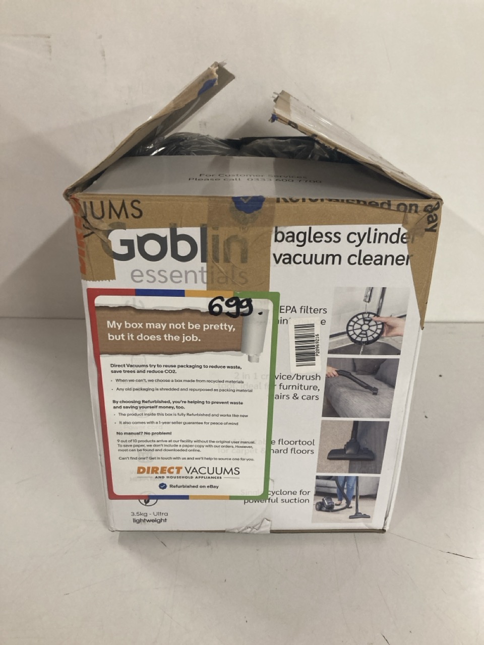 John Pye Auctions GOBLIN ESSENTIALS BAGLESS CYLINDER VACUUM CLEANER
