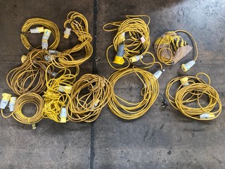 BOX OF ASSORTED 110V EXTENSION CABLES