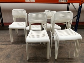 20 X METAL FRAME WHITE PLASTIC CHAIRS