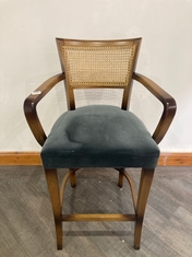 MOLINA BARSTOOL IN CANE BACK WITH BEECH FRAME AND CURVED WOODEN ARMS - RRP £850