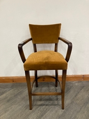 MOLINA BARSTOOL WITH UPHOLSTERED SLUBBY LINEN BARSTOOL IN UPHOLSTERED VELVET - RRP £850