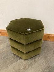 LYLA FOOTSTOOL IN VELVET OLIVE COTTON - RRP £650