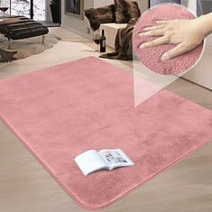2 X GRANBEST LUXURY THICKEN CARPET RESEMBLING RABBIT FUR STYLISH PLUSH 1100GSM CARPET ANTI-SLIP AREA RUGS FOR BEDSIDE LIVING ROOM KITCHEN HOME DECOR , 120 X 160CM, PINK  - TOTAL RRP £92: LOCATION - A