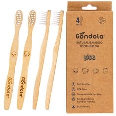 QUANTITY OF ITEMS TO INCLUDE  GONDOLA KIDS BAMBOO TOOTHBRUSHES – VEGAN ORGANIC ECO FRIENDLY BAMBOO TOOTHBRUSH WITH SOFT BRISTLES, LIGHTWEIGHT, SMOOTH BAMBOO HANDLE & FUN ANIMAL DESIGN – ZERO WASTE PA