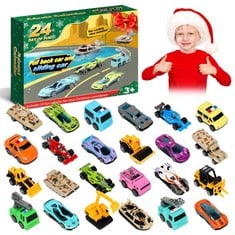 9 X YAMEPUIA 24PCS CAR TOY, CARS RACING ENGINEERING CARS WITH GAME MAP, KIDS ADVENT CALENDAR TOYS GIFT?PULL-BACK TYPE?RRP £101: LOCATION - B