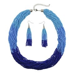 QUANTITY OF ASSORTED ITEMS TO INCLUDE BOCAR MULTI LAYER BEADED STATEMENT NECKLACE SET STRAND NECKLACE AND EARRINGS FOR WOMEN GIFT , NK-10459-BLUE+NAVY BLUE  RRP £652: LOCATION - C