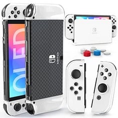 16 X HEY STOP SWITCH OLED CASE FOR NINTENDO SWITCH OLED MODEL, DOCKABLE COVER HARD PC PROTECTOR CASE FOR SWITCH OLED GRIPS FOR SWITCH OLED CONSOLE AND ACCESSORIES WITH THUMB STICK CAPS - TOTAL RRP £1