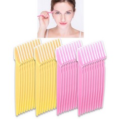 18 X 40 PCS EYEBROW RAZOR LUCKY EYEBROW TRIMMER SHAVER FACIAL FACE HAIR REMOVER EXFOLIATING DERMAPLANING TOOL KIT STAINLESS STEEL BLADES WITH CAP EYEBROW SHAPER FOR WOMEN MEN MAKEUP , PINK YELLOW  -
