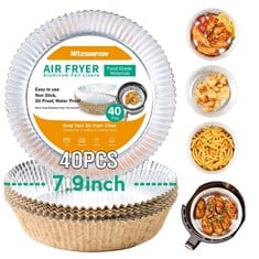 10 X AIR FRYER LINERS, 7.9 INCH AIR FRYER PARCHMENT PAPER LINER, REUSABLE, OIL-PROOF, WATER-PROOF, NON-STICK PARCHMENT PAPER LINERS AND ALUMINIUM FOIL IN ONE, COMPATIBLE WITH NINJA, TOWER COSORI - TO