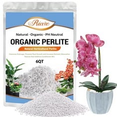 QUANTITY OF ASSORTED ITEMS TO INCLUDE RIARE ORGANIC PERLITE FOR PLANTS - HORTICULTURAL PERLITE SOIL AMENDMENT FOR PLANTS POTTING MIX, NATURAL CHUNKY PERLITE SOIL ADDITIVE CONDITIONER IMPROVE ROOT GRO