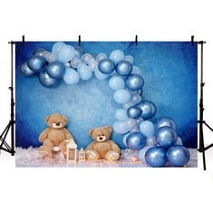 QUANTITY OF ASSORTED ITEMS TO INCLUDE KEIBIIN 2,1X1,5 M BOY BIRTHDAY BACKDROP BLUE AND WHITE BALLOON TOY BEAR CLOUDS LIGHT PORTRAIT BACKGROUND PHOTOGRAPHY KIDS PRINCE BABY SHOWER NEWBORN CAKE SMASH T