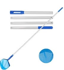 QUANTITY OF ASSORTED ITEMS TO INCLUDE POOL SKIMMER NET WITH POLE, POOL NET FINE MESH, 4 DETACHABLE ALUMINUM POLE POOL LEAF CLEANER SUPPLIES FOR AQUARIUM FINE MESH LEAF SKIMMER NETTING FOR GARDEN POND