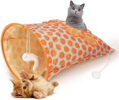 QUANTITY OF ASSORTED ITEMS TO INCLUDE CAT TUNNEL BAGS FOR INDOOR CATS,CAT TUBE TUNNEL BORED CAT PET TOYS,CAT SELF INTERACTIVE TOYS WITH PLUSH BALL,CAT TENTS CAT CRINKLE TUNNEL,CRINKLE PAPER COLLAPSIB