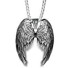14 X BAHAMUT GUARDIAN ANGEL'S WINGS NECKLACE FOR MEN WOMEN STAINLESS STEEL COLORFUL/GOLD/SILVER WINGS PENDANT,COOL CHAIN , DARK SILVER WINGS  - TOTAL RRP £196: LOCATION - E