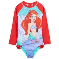 9 X DISNEY GIRLS ONE PIECE SWIMSUIT, LONG SLEEVE SWIMMING COSTUME - GIRLS GIFTS , RED ARIEL, 9-10 YEARS  - TOTAL RRP £126: LOCATION - A