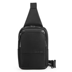 12 X VINTAGE MEN SLING BAG CHEST PACK WITH ONE STRAP BACKPACK LARGE CAPACITY SHOULDER BAG CHEST BAG FOR TRAVEL CYCLING CAMPING HIKING WATERPROOF POLYESTER BLACK - TOTAL RRP £90: LOCATION - E