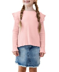 9 X WENRINE GIRLS JUMPER RUFFLE LONG SLEEVES SWEATERS CREW NECK CUTE 5-14 YEARS, PINK, 13-14 YEARS - TOTAL RRP £97: LOCATION - A
