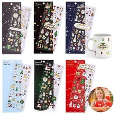 34 X CHRISTMAS STICKERS, 6 SHEETS PERSONALISED XMAS GLITTER DECALS SCRAPBOOK STICKERS, ADHESIVE MERRY CHRISTMAS STICKERS ARTS AND CRAFTS FOR KIDS ADULTS SCRAPBOOKING CARD MAKING PHONE CASE EMBELLISHM